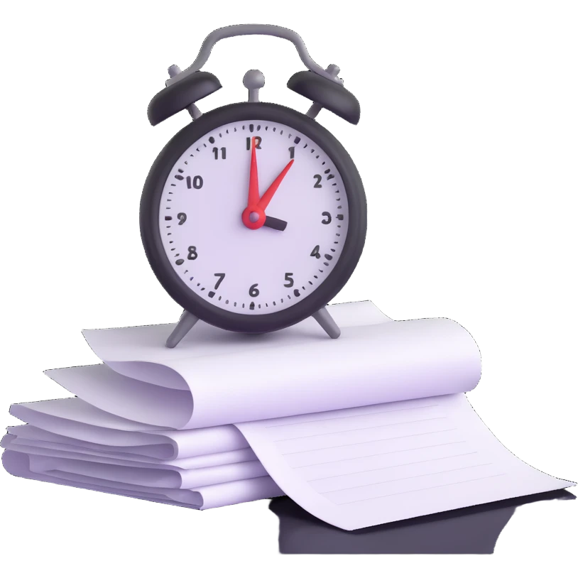 small stack of papers with a timer symbolizing heavy admin workload emoji