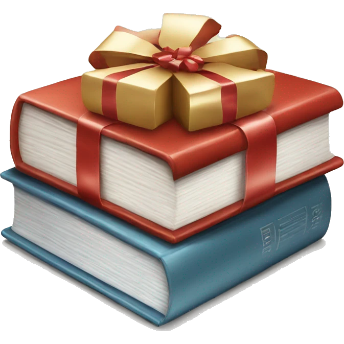 a stack of beautiful books with a gift emoji