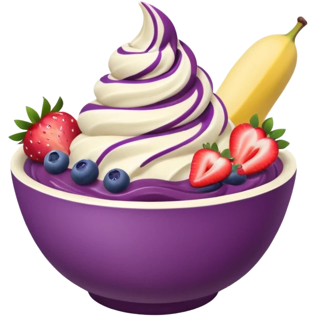acai soft serve in a bowl with fruit emoji