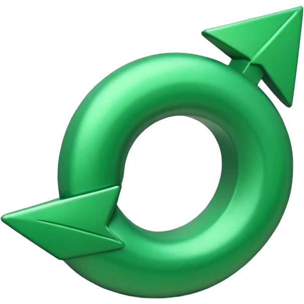 iOS-style 3D emoji: a glossy green arrow curving upward emoji