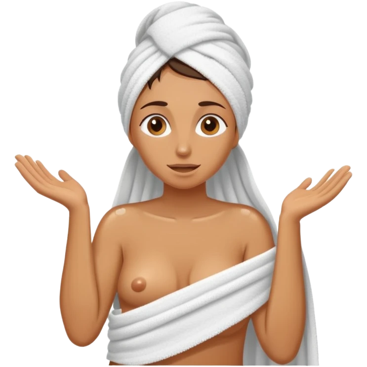 Mujer morena saliendo de la ducha con un paño en la cabeza  emoji