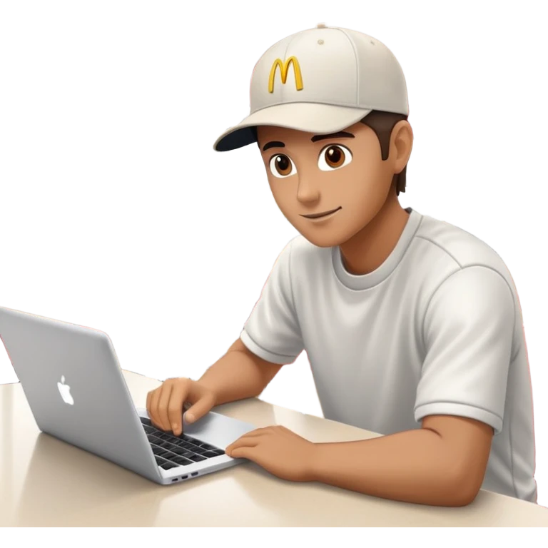 man on laptop in mc donalds restaurant background emoji