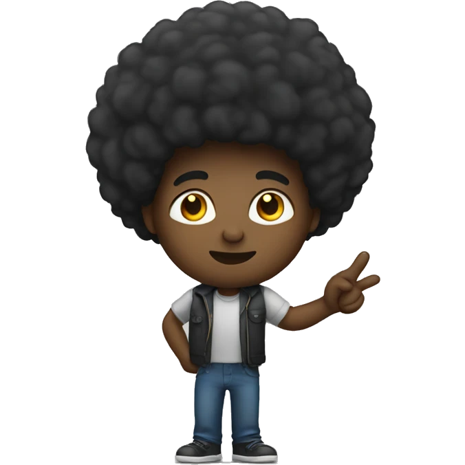 black guy with afro giving the salute  emoji