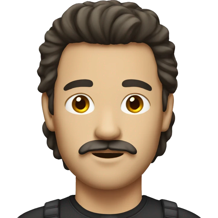 Brunette man with mullet and mustache emoji