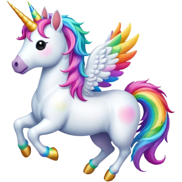 Unicorn flying on rainbows emoji
