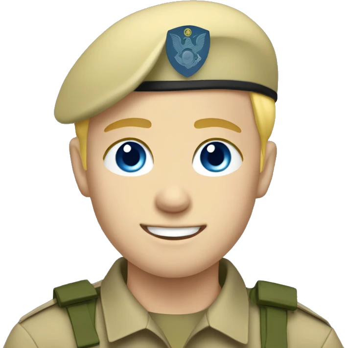 boy with blonde hair and blue eyes in the military  emoji