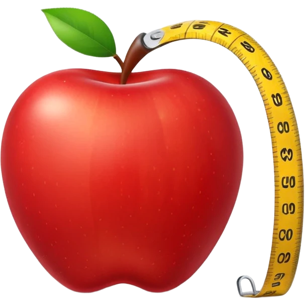apple with a measuring tape emoji