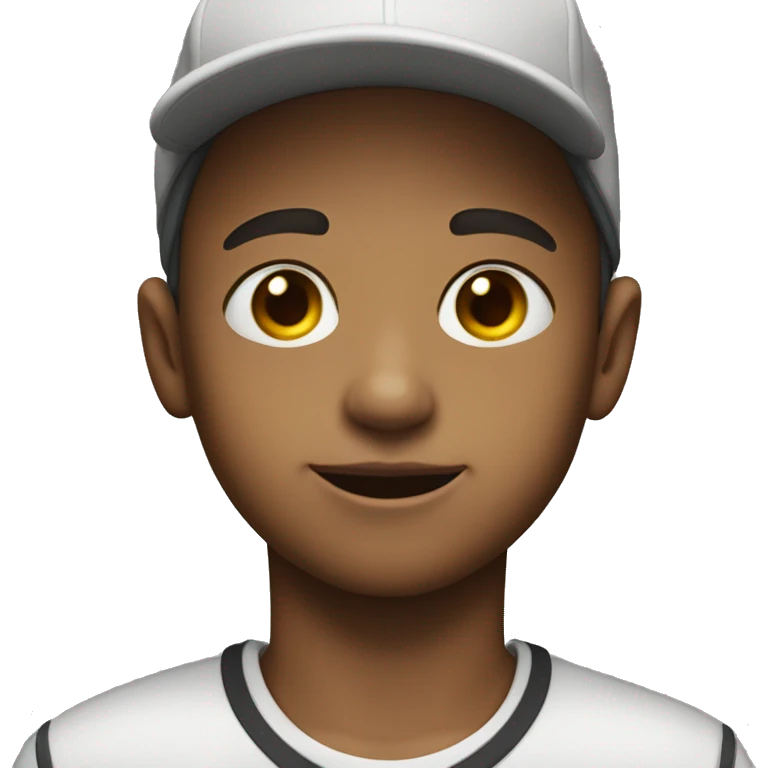white skin school kid son wearing cap, one eye blink emoji