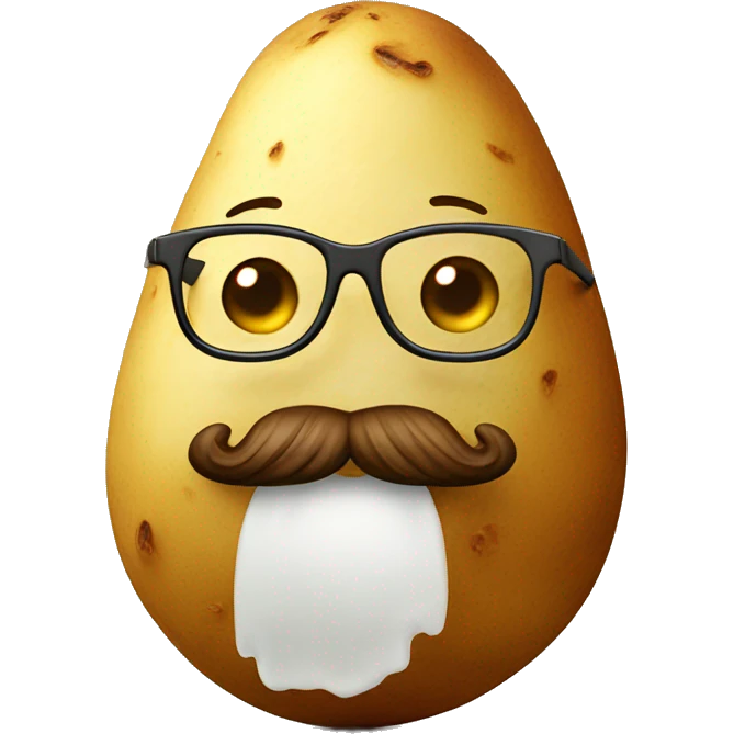 Happy potato with eyeglasses and beard emoji
