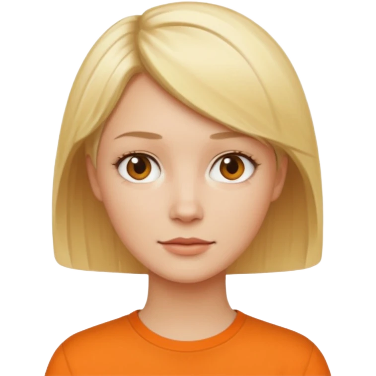 blond short hair woman with orange shirt emoji
