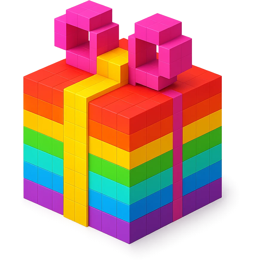 Rainbow gift emoji