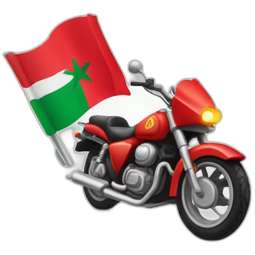 quelqu'un sur une moto avec le drapeau du Maroc derrière emoji