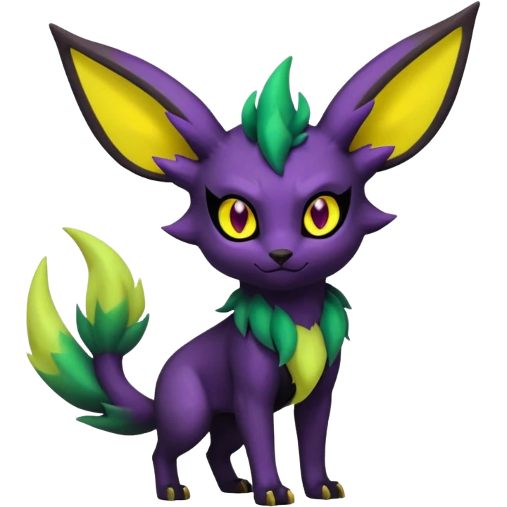 Dark Edgy Leafeon-Umbreon-Fakémon-hybrid-creature (full body)  emoji