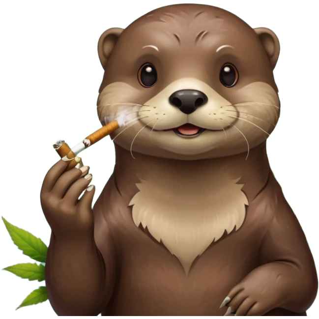 a otter smoking a joint surrounded by marijuana fumes emoji