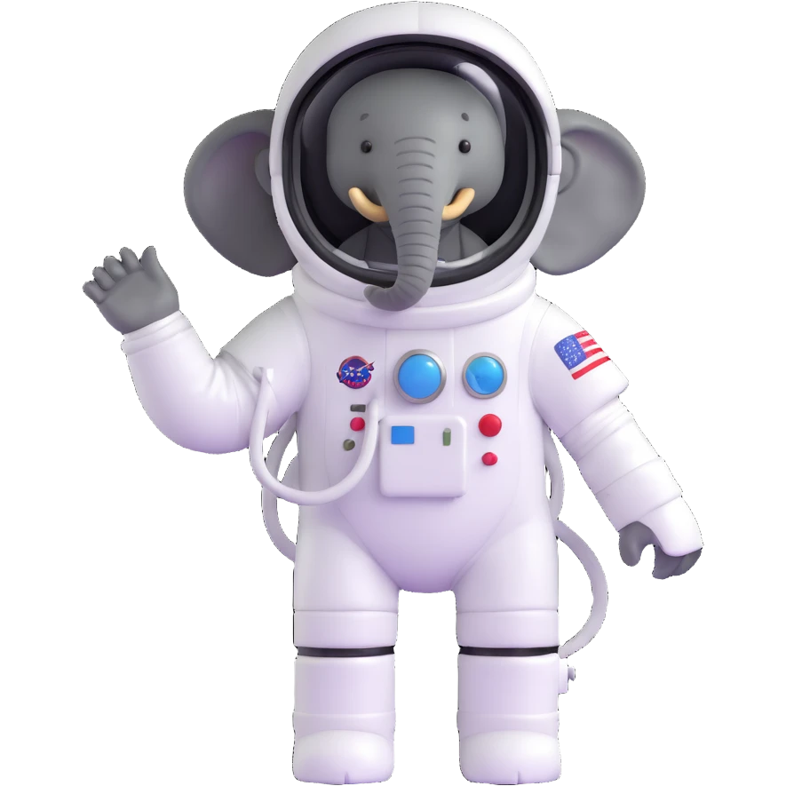 elephant astronaut with helmet emoji