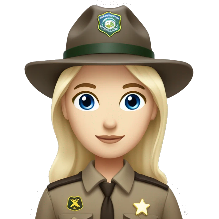 park ranger white girl with dark hair and blue eyes emoji
