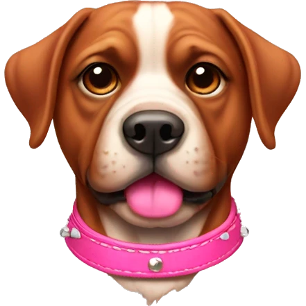 Red Beabull with a pink studded collar emoji