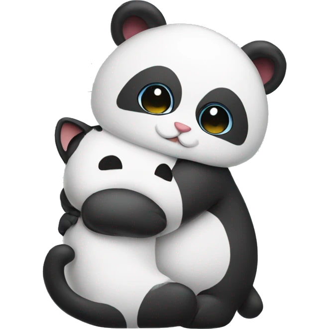 Cat hugging a panda emoji