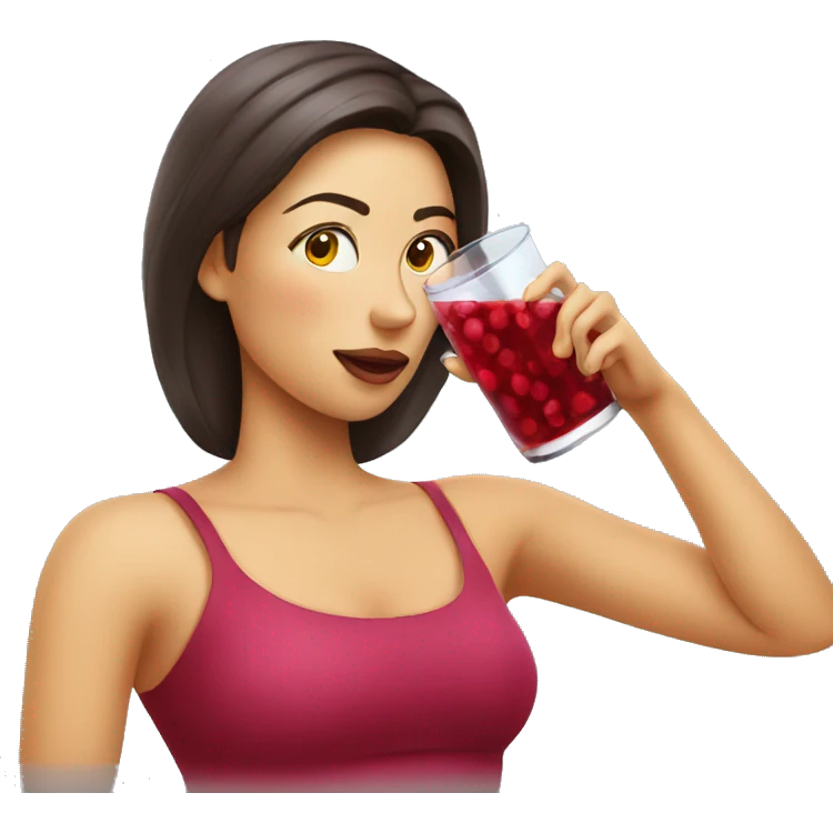 woman drinks cranberry juice emoji