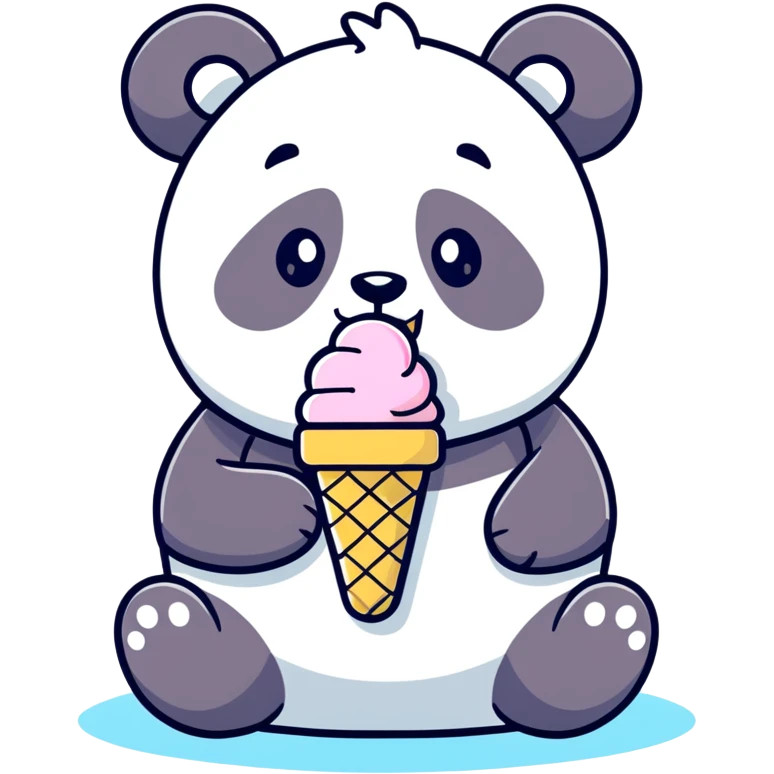 Panda eating ice cream emoji