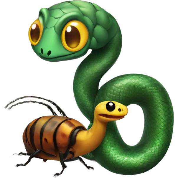Snake and beetle love emoji