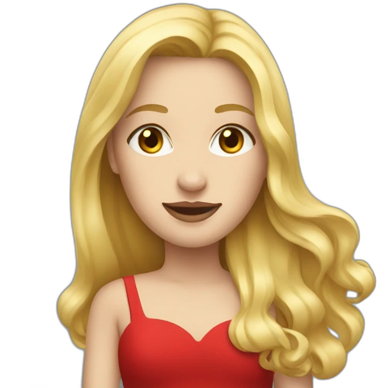 long blonde hair woman in red dress emoji