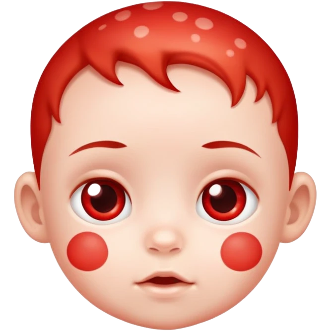bebe com manchinhas vermelhos na pele e olho branco emoji