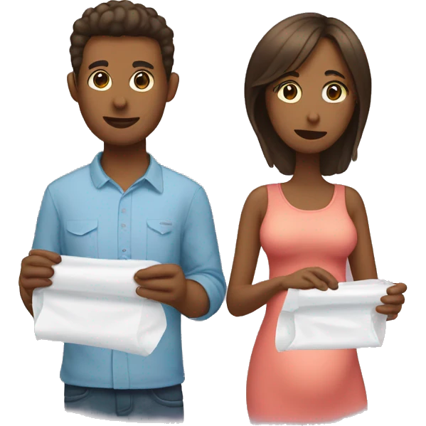 couple looking at pregnancy test emoji