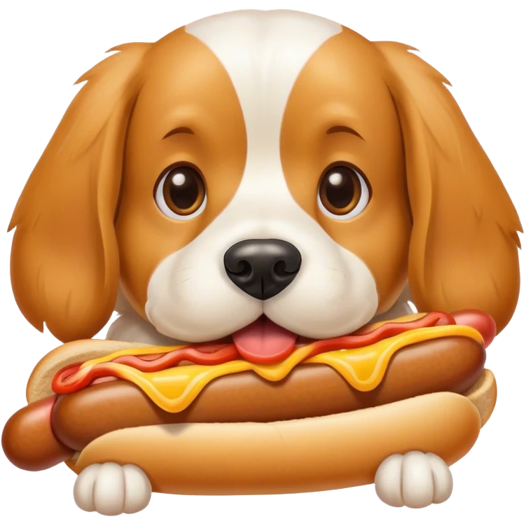 Dog eat hot-dog with 2 eggs emoji