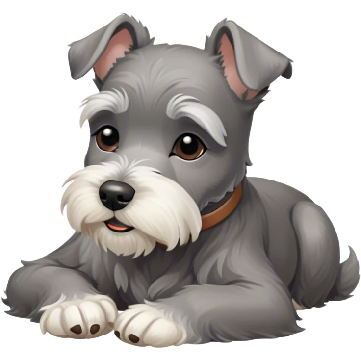 Meme-Worthy Cute Sleeping Miniature Schnauzer Portrait Emoji, Head gently tilted in a relaxed, blissful slumber with a soft, contented smile and eyes tenderly closed, featuring a neat salt-and-pepper fur with charming, relaxed features, simplified yet irresistibly endearing, highly detailed, glowing with a soft, cozy radiance, high shine, exuding gentle, heartwarming charm, styled with a soft glowing outline, capturing the essence of a sleeping Miniature Schnauzer that looks perfectly poised to become a viral icon of adorable rest! emoji