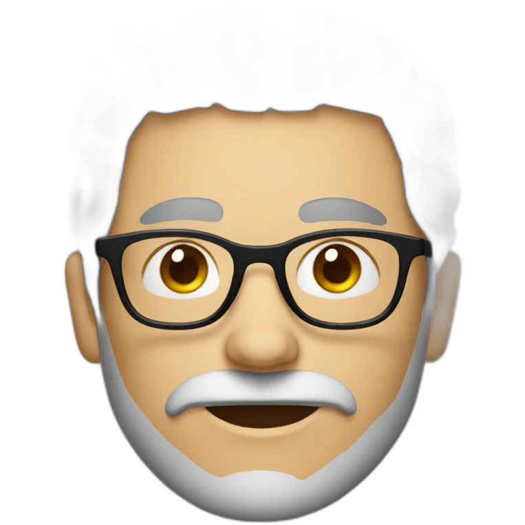men with grey black hair and grey beard and dark glasses emoji