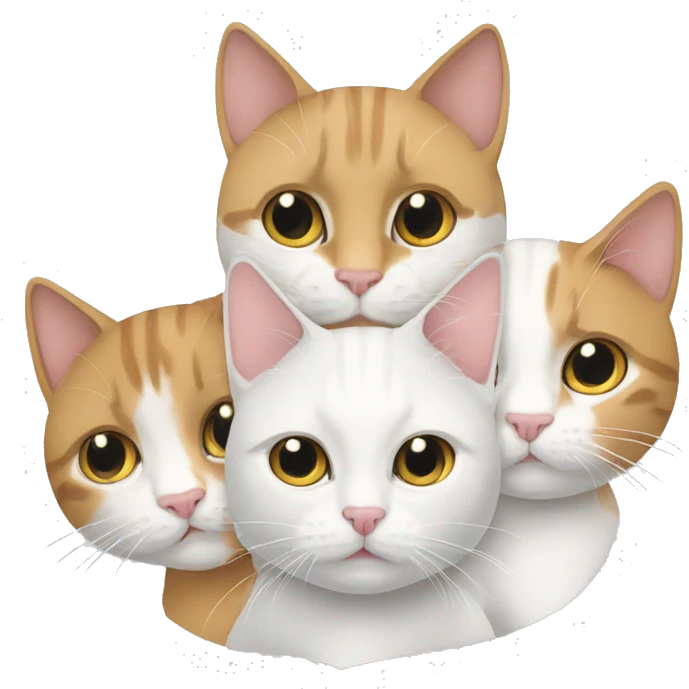 Tres gatos con manos blancas emoji