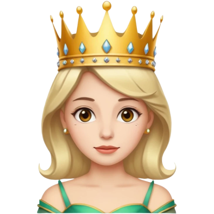 Give me an emoji of a women wearing neutral makeup with a crown. She is looking very smug emoji