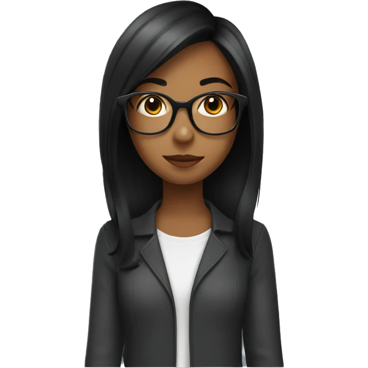 a girl having black mid length hair, wearing glasses, the hair end is red emoji