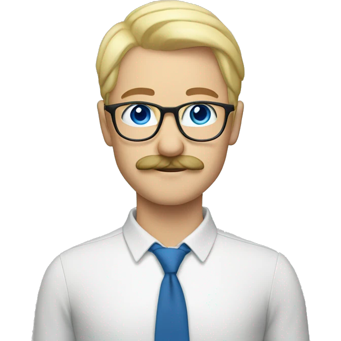 Blond, moustache, eyeglasses and blue eyes emoji