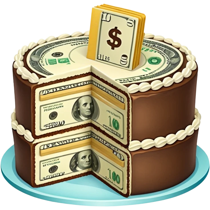 Money cake cutted  emoji