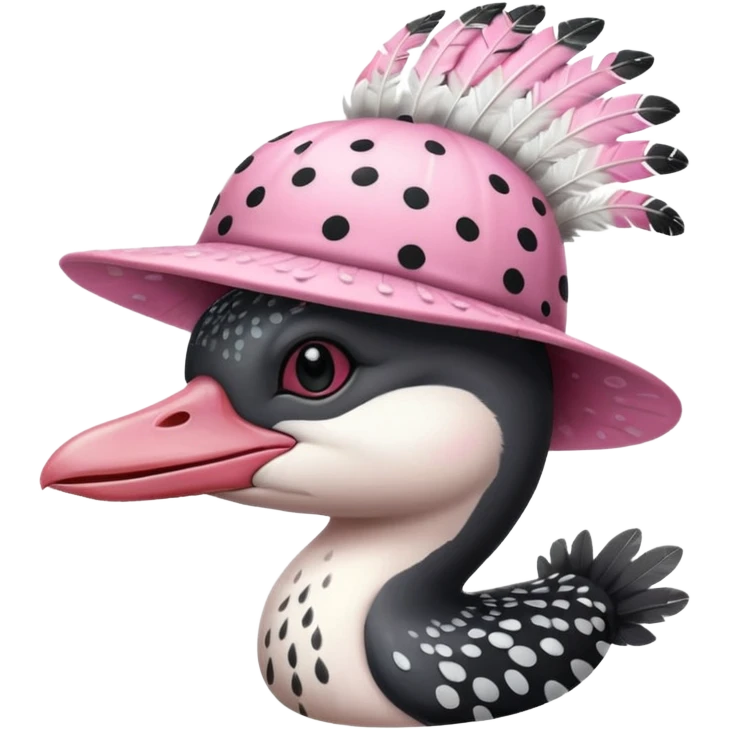 common loon wearing an axolotl hat emoji