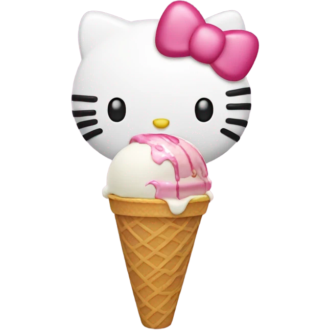 Hello kitty eating ice cream emoji