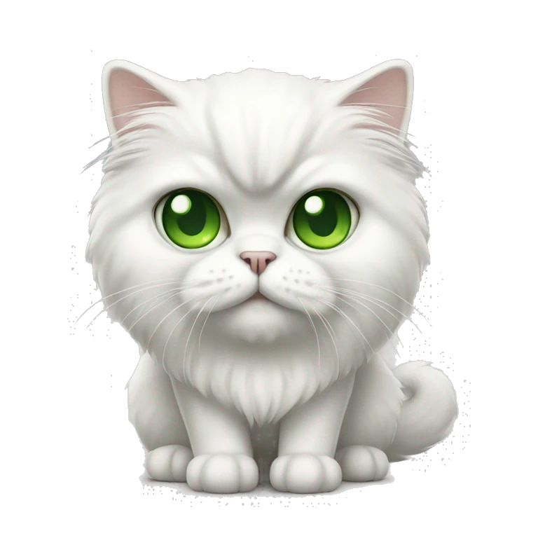 white persian cat with green eyes full body emoji