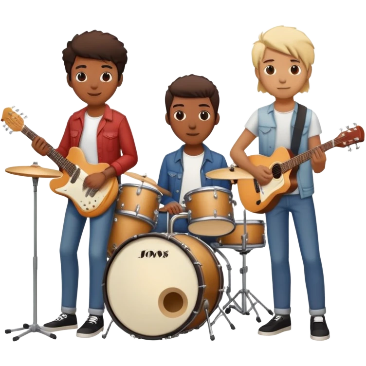 group of indie musicians with guitars, keyboards, and drums emoji
