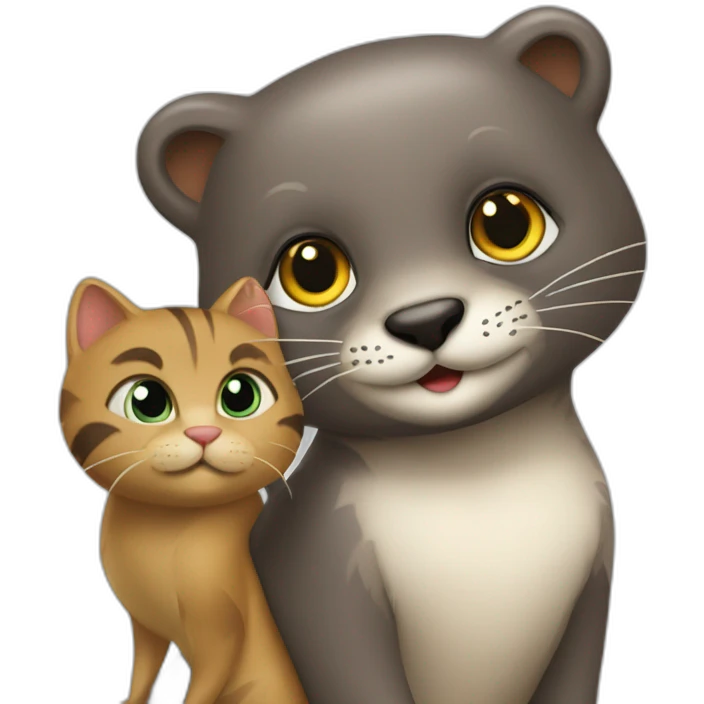 une loutre et un chat noir emoji