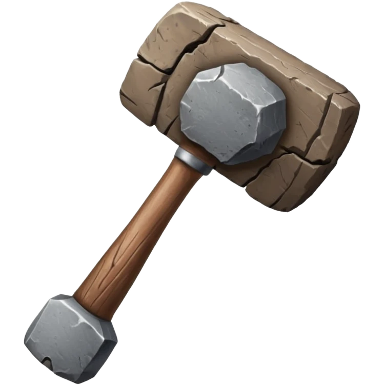 stone age hammer, realistic stone head, wooden handle emoji