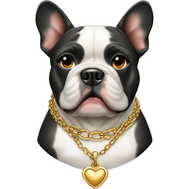 french bull dog wearing necklace emoji
