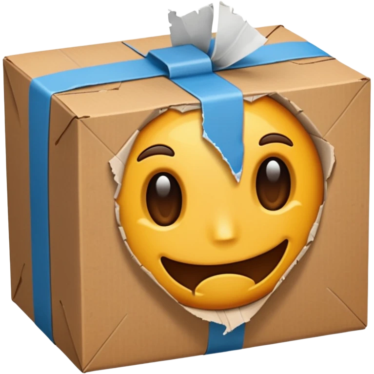 Generate a realistic emoji of a package being extremly destroyed  emoji