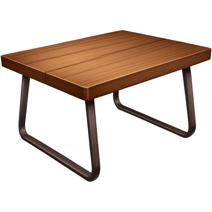 Generate a 3D  table ： warm brown wood, subtly textured, slightly angled perspective, clean edges, realistic but minimal shading, on a transparent or plain white background. Keep the design simple and clearly readable at small sizes emoji
