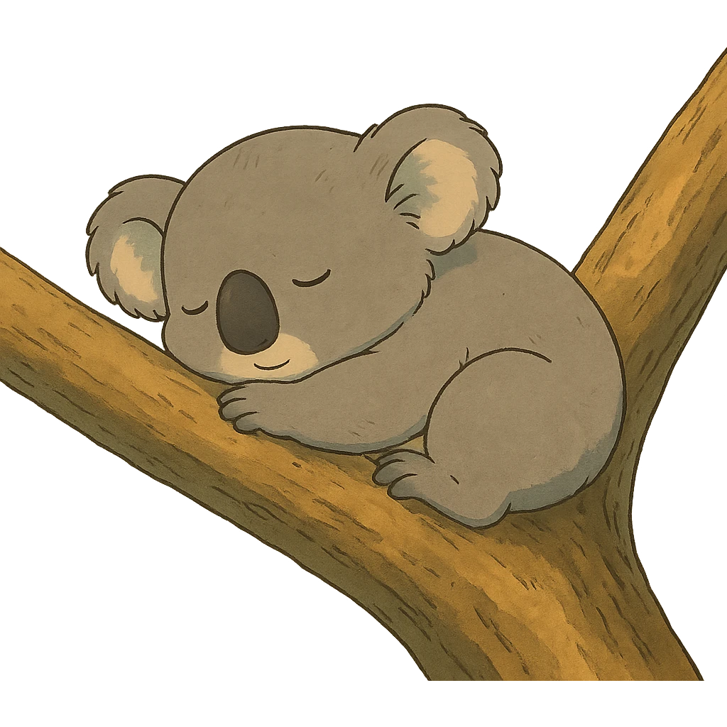 sleeping koala, peaceful and cozy in ghibli style emoji