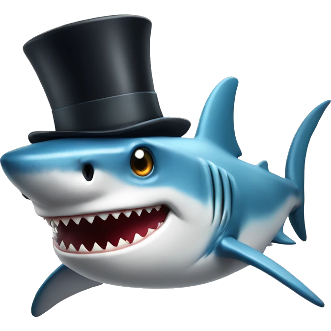 Shark with a top hat emoji