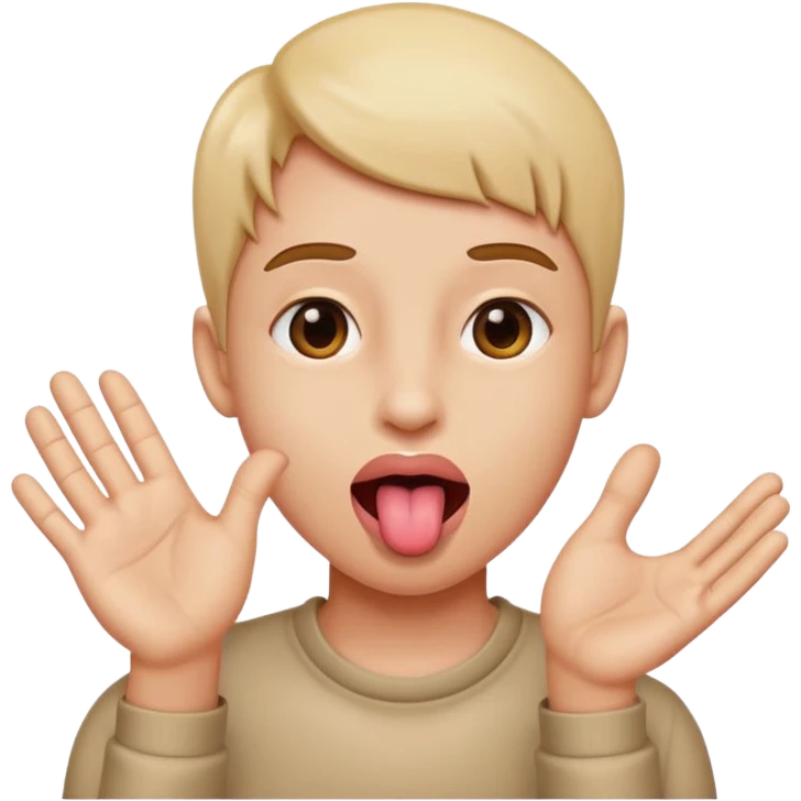 Tongue out with hands to the side  emoji