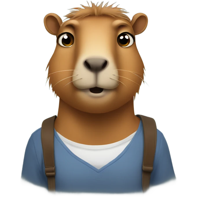 Chill-guy-capybara with giant cute eyes emoji