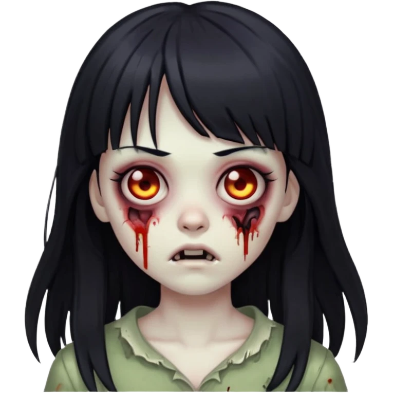 zombie girl with bangs and long hair black emoji